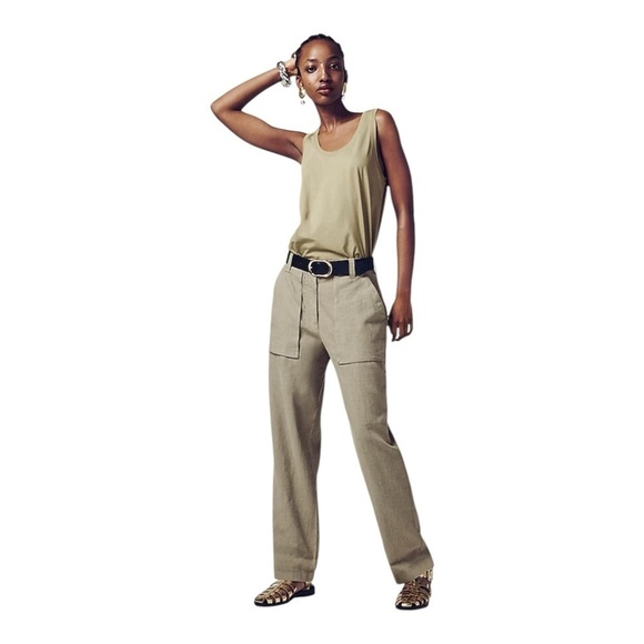J Crew White Seaside Utility Cargo Pant Linen Blend Womens Size 14 Beach Casual - Picture 2 of 16